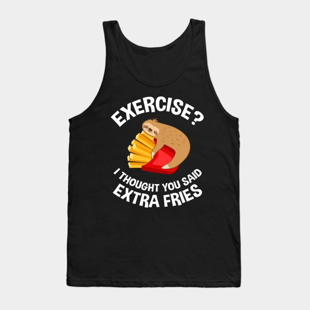 Exercise French Fries Sloth Fitness Tank Top by Streetwear KKS